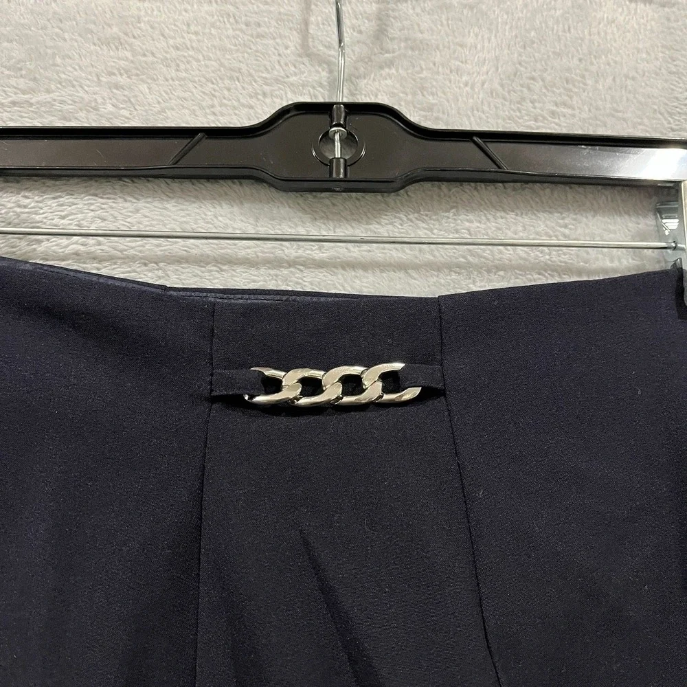 Ellen Tracy Skirt Womens 10 Metallic Navy Blue Career Office Lined Zip‎